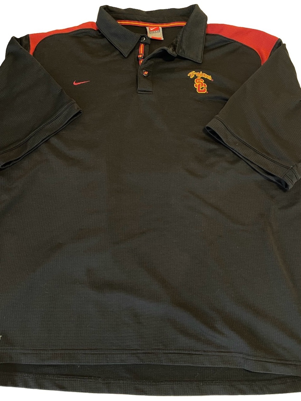 USC Trojans Polo Shirt Mens XXL Black NCAA Football Nike Fit Dry Top College